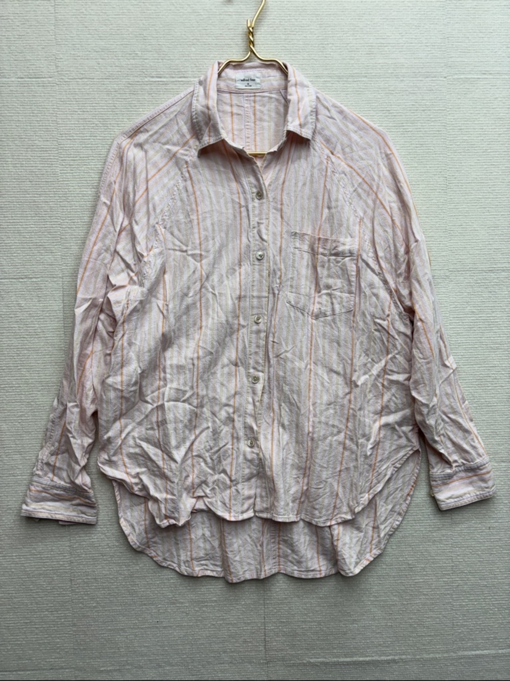 Wilfred Free | XS oversized Light Pink Striped Button-Up Shirt linen blend
